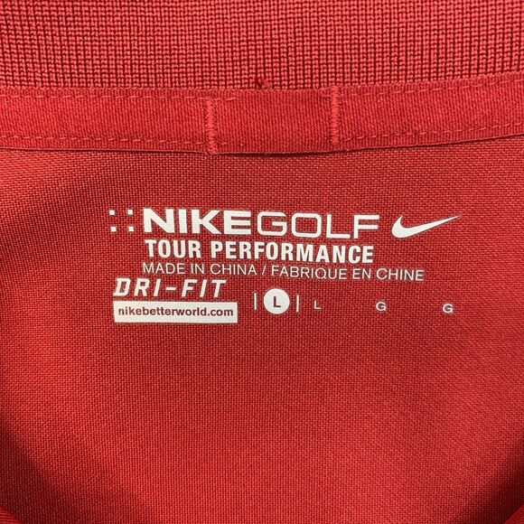 Nike Golf Shirt Men L Red Tour Performance Lightweight Short Sleeve Dri Fit Polo - Picture 5 of 12